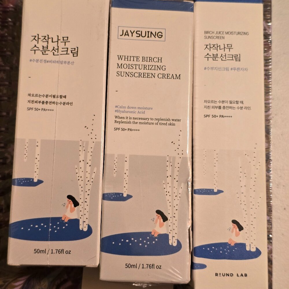 JAYSUING White Birch Moisturizing Sunscreen Cream Bundle of 3